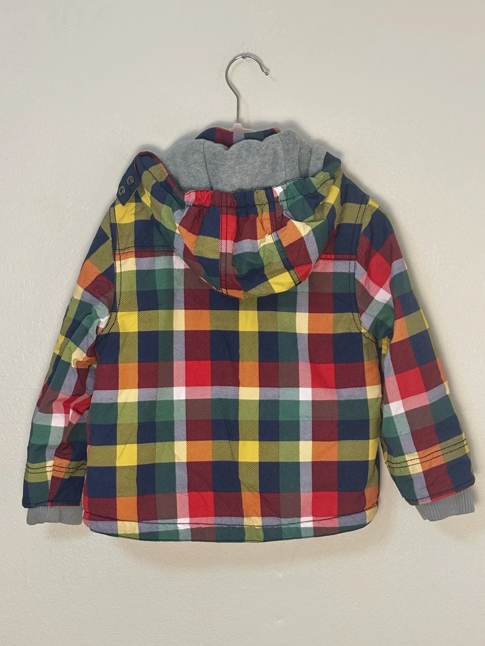 Mini Boden Multicolor Plaid Hooded Jacket Size 3-4 Fall Winter Coat Boys Girls